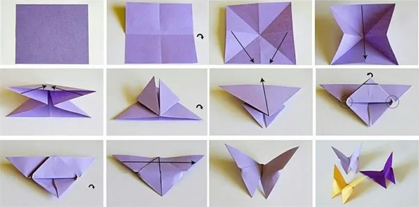Бабочка оригами легкая схема