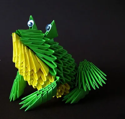 лягушка из бумаги с помощью модульного оригами