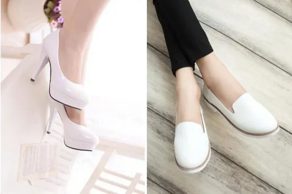 белые лакированные туфли