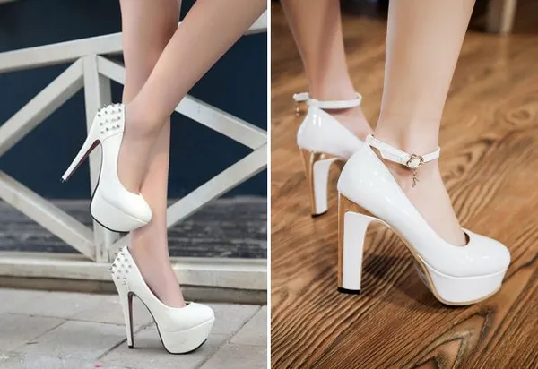 белые туфли на каблуке