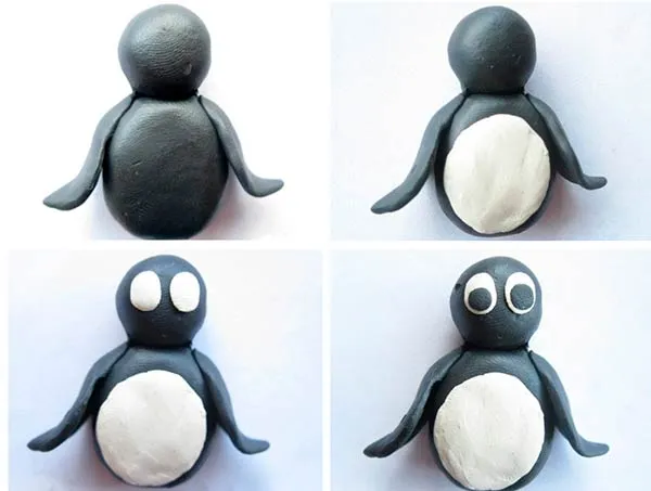 Лепка пингвина из пластилина: пошаговое фото-схема
