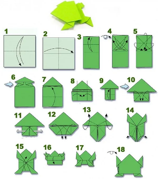 Схема оригами лягушка для 1 класса