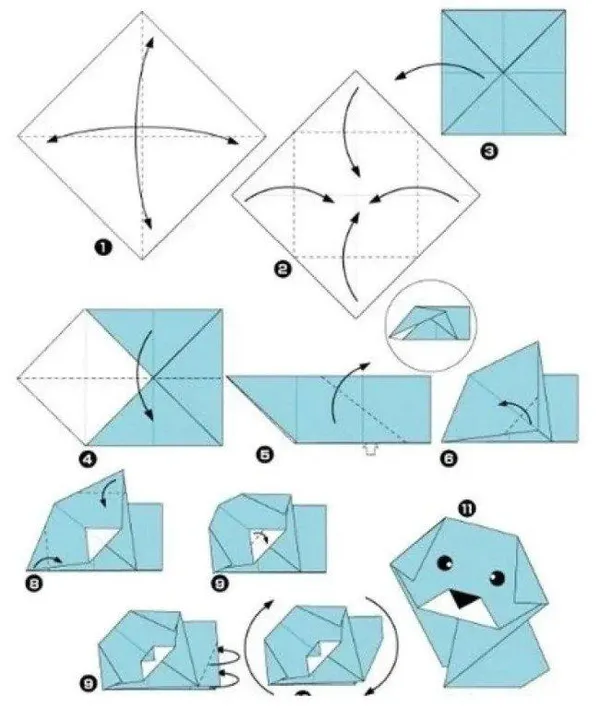 Собака – схемы оригами из бумаги для детей