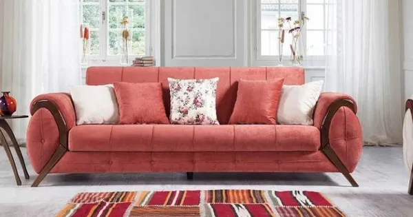 Розовый диван — кому по вкусу: гармония цвета, стили интерьера. Бледно розовый фон. 20