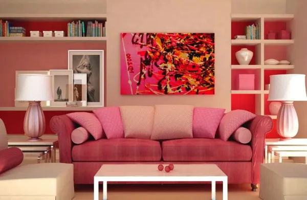 Розовый диван — кому по вкусу: гармония цвета, стили интерьера. Бледно розовый фон. 25