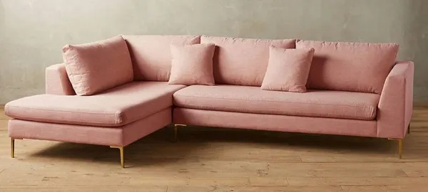 Розовый диван — кому по вкусу: гармония цвета, стили интерьера. Бледно розовый фон. 34