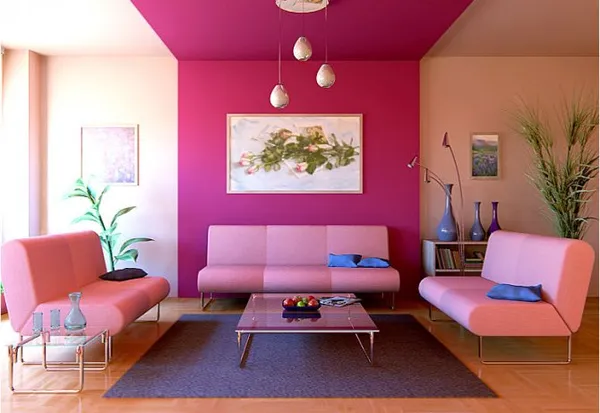Розовый диван — кому по вкусу: гармония цвета, стили интерьера. Бледно розовый фон. 31