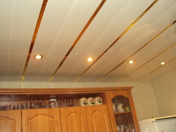 Панели на потолок в кухню. Потолок из панелей. 2
