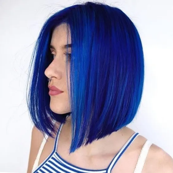 Синие волосы каре