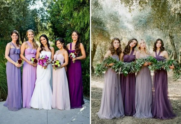фиолетовые платья подружек невесты