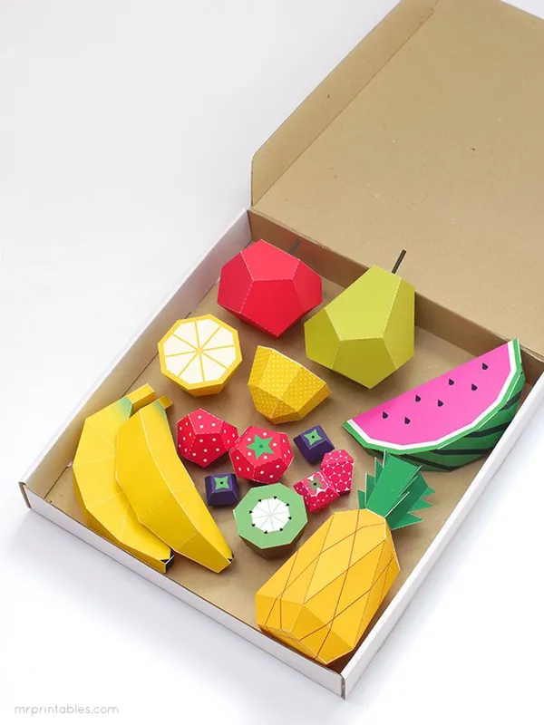 Фрукты и овощи из цветной бумаги для детских поделок. Яблоко шаблон для вырезания из бумаги. 3