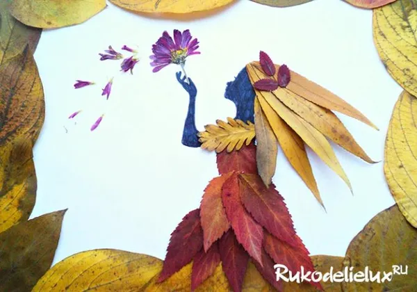 Поделка девушка из листьев — Необычные осенние композиции из листьев своими руками. Фото красивых поделок с описанием. Силуэт лица девушки. 20